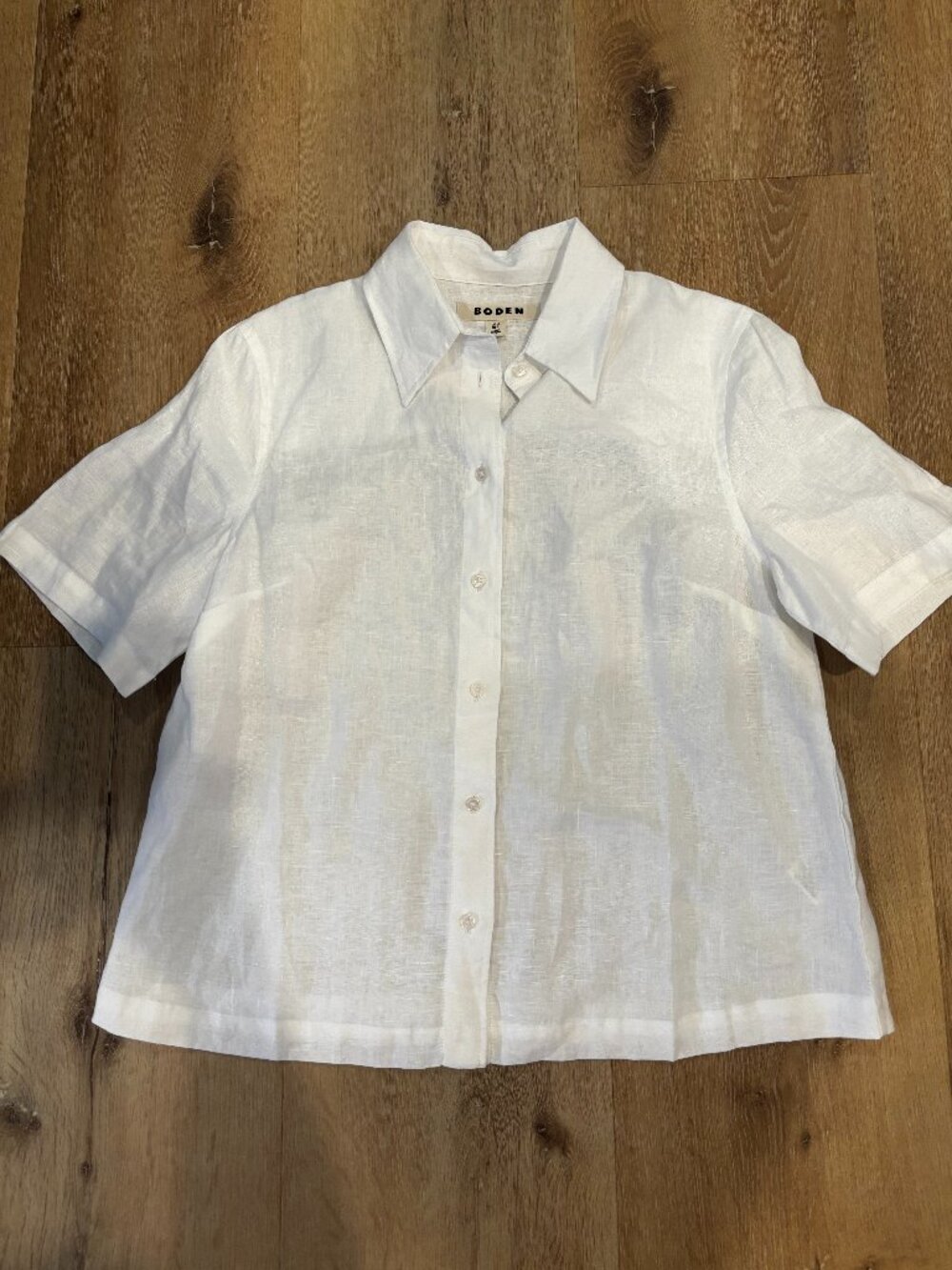 Boden Hazel Short Sleeve Linen Shirt white